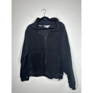 Columbia Fleece Full Zip Jacket Womens Black USA Made 90s 80s Vintage Size XL